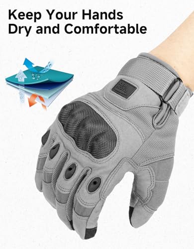Tactical Gloves for Men (Gray, Microfiber Protection / X-Large)