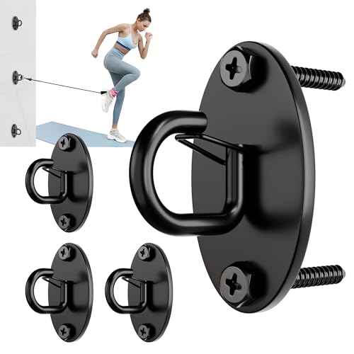 4 Pcs Wall Anchor for Resistance Bands (Elastic buckle Hooks-Black-4Pcs)