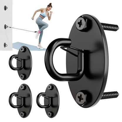 4 Pcs Wall Anchor for Resistance Bands (Elastic buckle Hooks-Black-4Pcs)