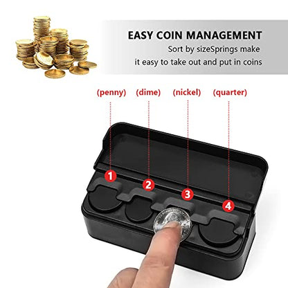 Compact Coin Holder for Car (Black)