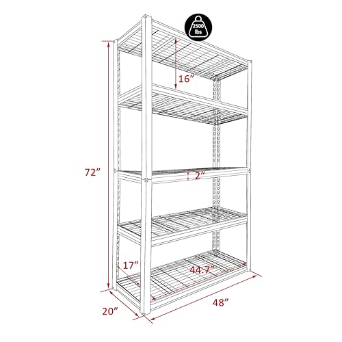 48" W x 20" D x 72" H Metal Storage Shelves (48" W x 20" D x 72" H)