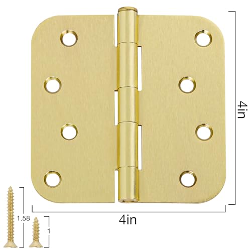12 Pack Interior Door Hinges 4 Inch Brushed Brass 5 (Satin Brass-4 in / 12 Pack)