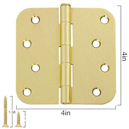 12 Pack Interior Door Hinges 4 Inch Brushed Brass 5 (Satin Brass-4 in / 12 Pack)