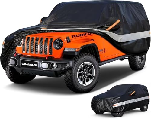 10 Layers Car Cover Custom Fit for Jeep Wrangler 4Door 4dr (Black Gray / Custom Fit for JEEP Wrangler-4)