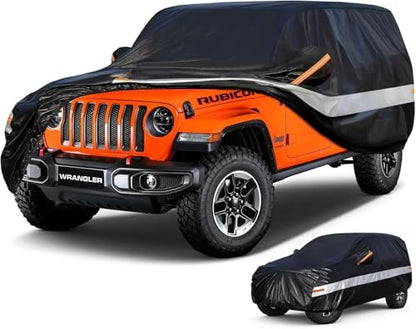 10 Layers Car Cover Custom Fit for Jeep Wrangler 4Door 4dr (Black Gray / Custom Fit for JEEP Wrangler-4)