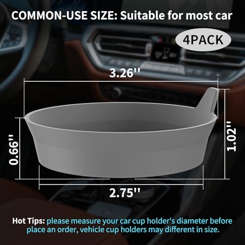 Car Cup Holder Coasters [4 Pack] Silicone Cups Mats (4pack-dark Grey)