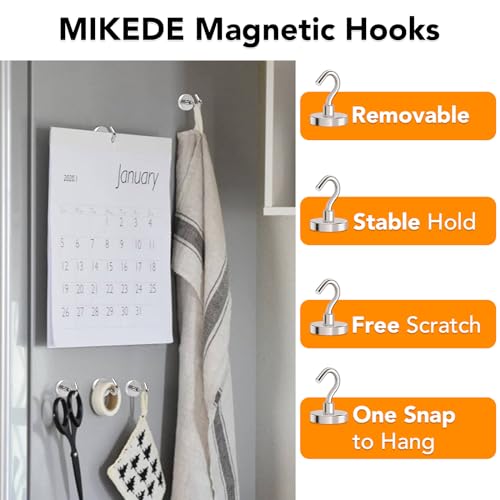 Magnetic Hooks Heavy Duty 120LB+ Strong Magnet with Hook (Silver / 8Pack-110LB)