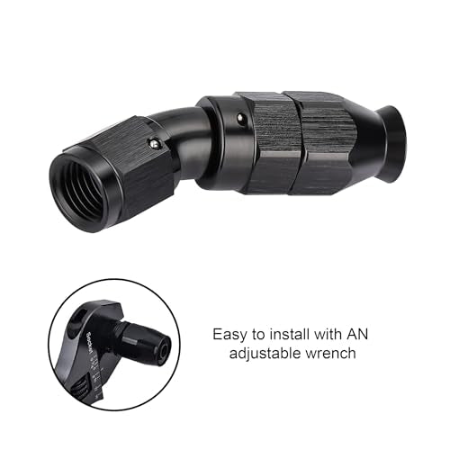 4AN 30 Degree PTFE One Piece Full Flow End Hose Fitting Aluminum Black (4AN / 30 Degree)