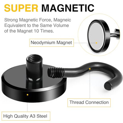 Magnetic Hooks 20pcs 120lbs Cruise Essentials 2026 Magnet Hook Black (Black / 1.26in)