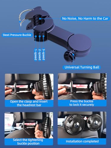 Dual Head Car Fan for Back Seat (F5208-A)