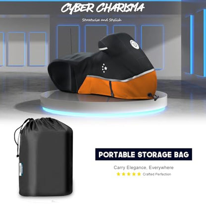 Motorcycle Cover 420D Heavy Duty Storage for Touring Models Harley Davidson Road King (Tangerine / 107“ - Side Box)