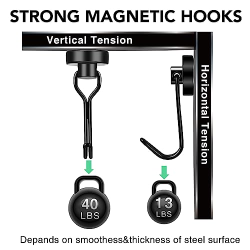 Magnetic Hooks 6 Pack 40Lbs Heavy Duty Neodymium Magnet Hook (Black / 0.78×1.89 in)