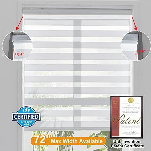 Cordless Zebra Blinds for Indoor Windows (35.25"w X 72"h / White)