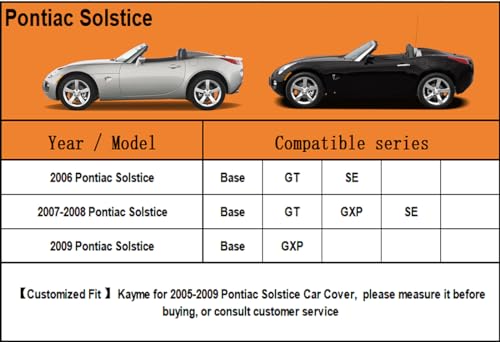 6 Layers Waterproof Car Cover for Pontiac Solstice 2005 (LM-Silver / 77. Custom Fit Pontiac Solstice)