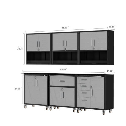 Garage Cabinet System (Black/Grey / 6 Pcs-StyleB)