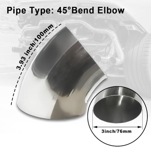 OD 3 Inch 45 Degree exhaust elbow Pipe (3")