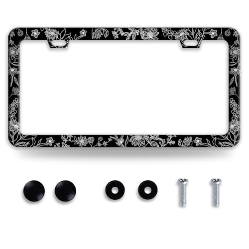 Line Art Flowers License Plate Frame Beautiful Floral License Plate Frames (Line Art Flowers)