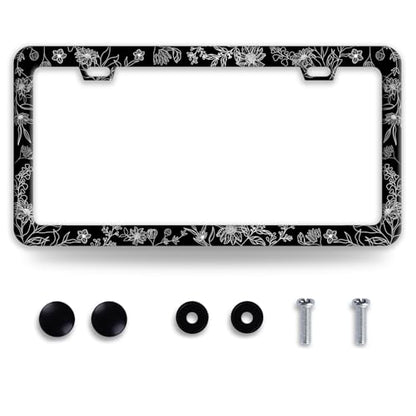 Line Art Flowers License Plate Frame Beautiful Floral License Plate Frames (Line Art Flowers)