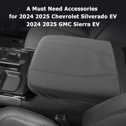 2025 2026 Silverado EV Center Console Cover Compatible with 2024 2025 2026 Silverado EV (2024-2026 Silverado EV/GMC Sierra EV(Thin Black))