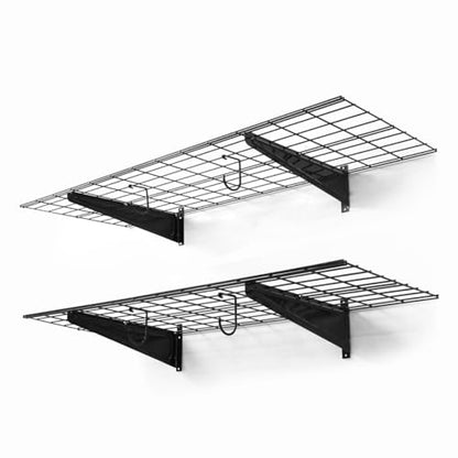 Garage Shelving Wall Mounted 48x18 Inch (Black)