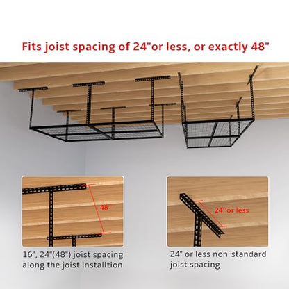 The Atlas Pro 4 x 8 ft Overhead Garage Storage Rack (Hammertone)