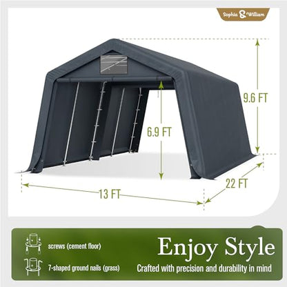 Carport Storage Shed 13x22 Portable Heavy Duty Shelter (13X22FT)