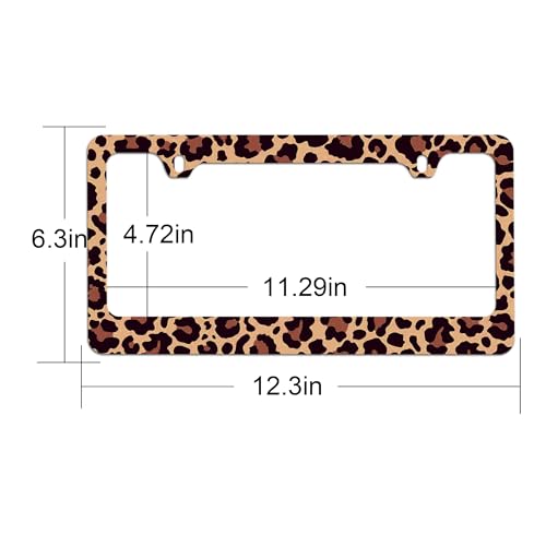 Brown Cheetah License Plate Holder Leopard Print License Plate Frames Cheetah Leopard Car License Plate Covers tag Frame for Women 12.3" X 6.3" (Leopard License Plate Frame / one size)