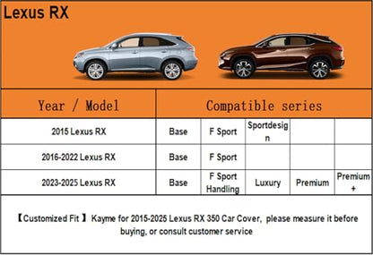 6 Layers Waterproof SUV Car Cover for Lexus RX 2003 (LM-Silver / 58. Custom Fit Lexus RX)