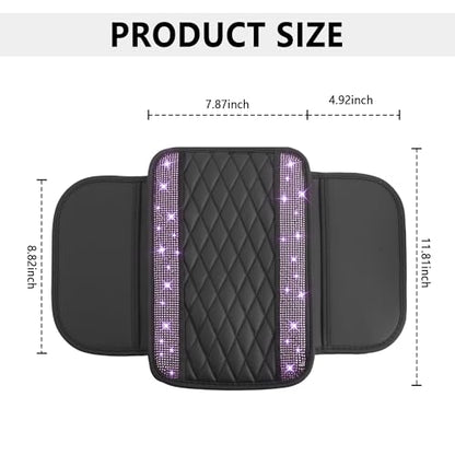 Upgraded Car Center Console Cover with Rhinestones (Upgraded Diamond - Bling Purple)