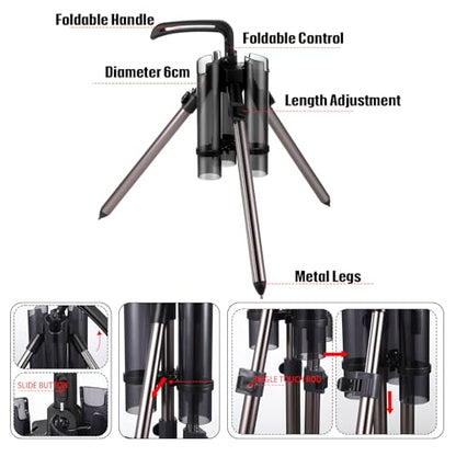 Fishing Rod Carrier Surf Fishing Holder Foldable Pole Holder Stand 3 Rod Portable Vertical Beach Pole Storage Freestanding Rack for Fisherman Garage Home Outdoor (Black / 15.35")