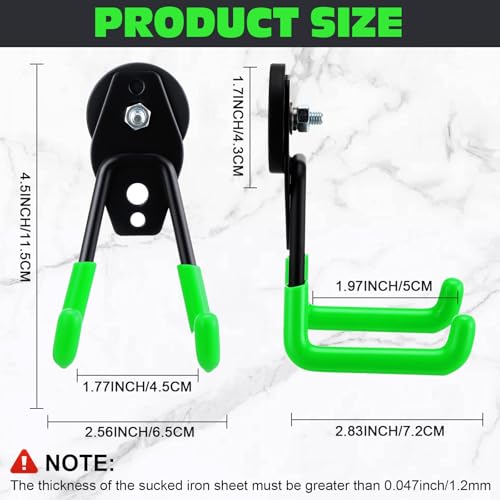 6 Pcs Large Magnetic Hooks Heavy Duty Garage Magnet Hooks Strong Storage Utility Magnetic Hangers with Anti Slip Rubber Coating for Indoor and Outdoor Hanging (Green)