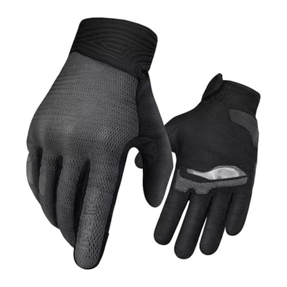 Breathable Mesh Motorcycle Gloves for Men (Grey / Large (Palm Circumference: 8.46-9.06 inches))