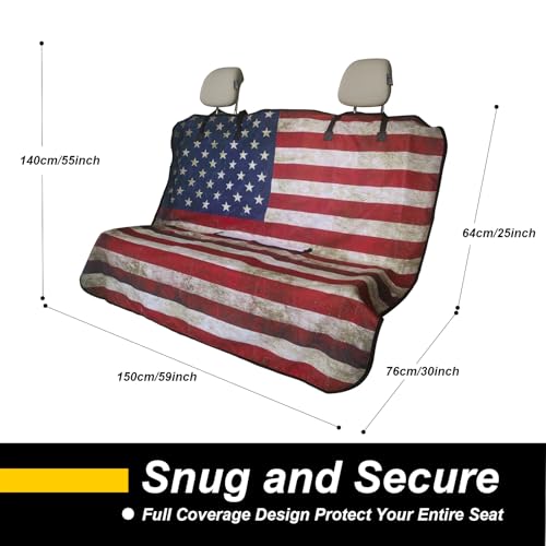 Back Seat Cover for Car Trucks Van SUV Jeep (Rear Bench Seat Towel / American Flag)