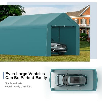 Carport 10‘ x 20’ Garage Car Canopy w (Green / 10' x 20' /with side)