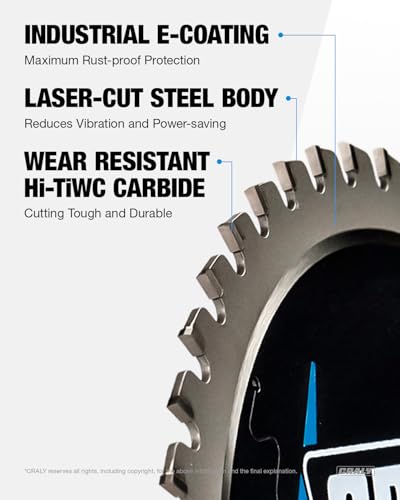 6-1/2 Inch 48 Teeth Steel and Ferrous Metal Cutting Circular Saw Blade, 5/8 Inch Arbor, Thin Kerf, Professional Carbide Tipped Blade for Angle Iron, Threaded Rod, EMT Conduit(C0648MC) (6-1/2" 48T)