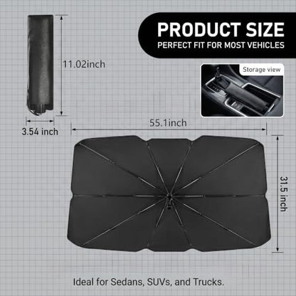 Car Windshield Sun Shade (1 PC / Black & Silver #2)