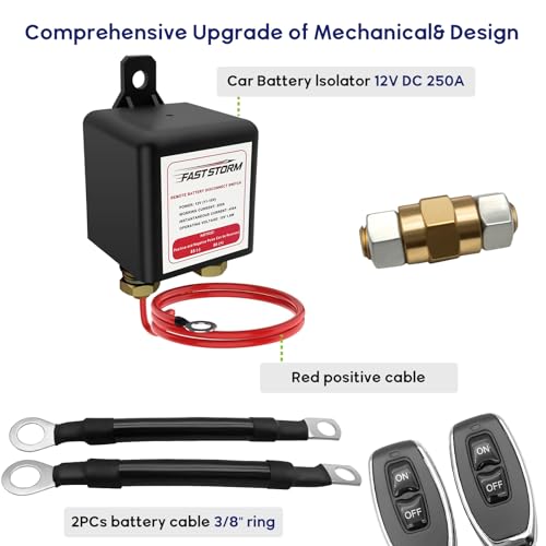 Side Post Remote Battery Disconnect Switch 12V (250A Remote Battery Kill Switch)