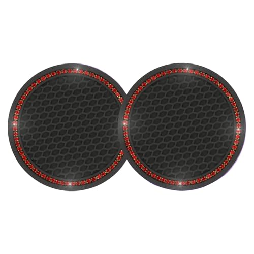2PCS Bling Car Cup Coaster (2 Count / Black and Red)