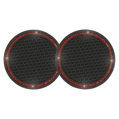 2PCS Bling Car Cup Coaster (2 Count / Black and Red)