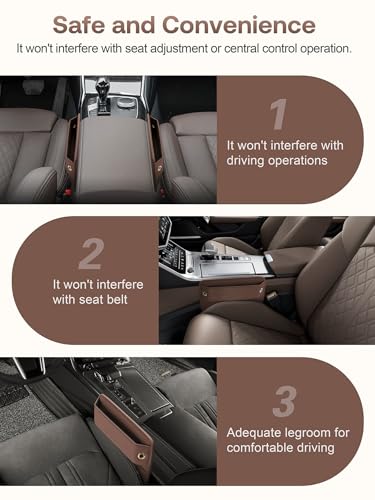 Premium Leather Car Seat Gap Filler Organizer (03 Brown, 1 Pack)