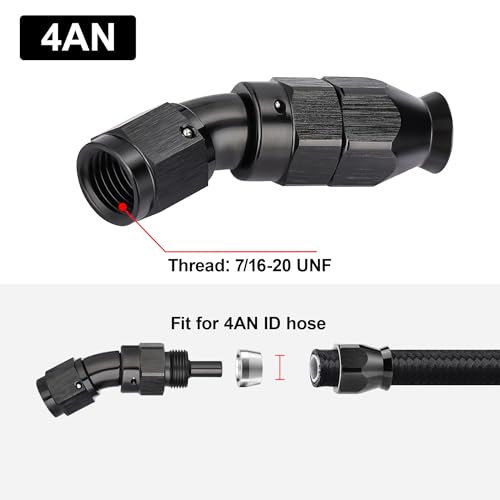 4AN 30 Degree PTFE One Piece Full Flow End Hose Fitting Aluminum Black (4AN / 30 Degree)
