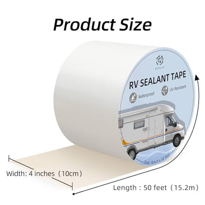 RV Roof Repair White Tape (4 Inch * 50 Feet *2)