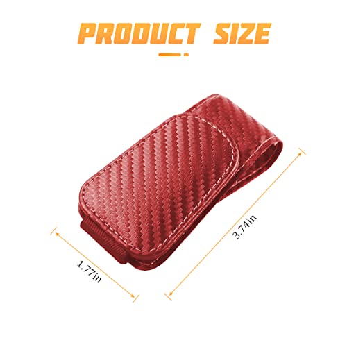 Sunglasses Holders for Car Sun Visor (1 Pack / Red/Carbon Fiber)