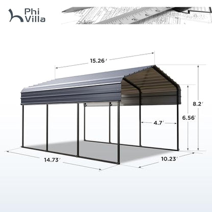 10x15 Carport (Gray / 10x15ft)