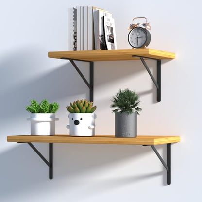 32 Pack L14 x H 10" Black Heavy Duty Shelf Brackets with Screws Metal Shelf Brackets Shelf Support Angle Brackets for Shelves L Brackets Heavy Duty Floating Shelf (32 Pack-Black / 14''x10'')