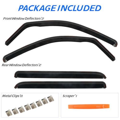 4 PCS in Channel Rain Guards Fit for 2021 2022 2023 2024 2025 2026 Ford F150 SuperCrew (For 21-26 Ford F150 SuperCrew)