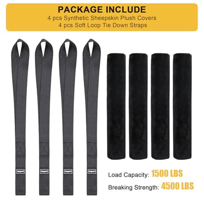 Soft Loop Tie Down Straps for Protecting Motorcycle (Black / 1"x15"-4pcs)