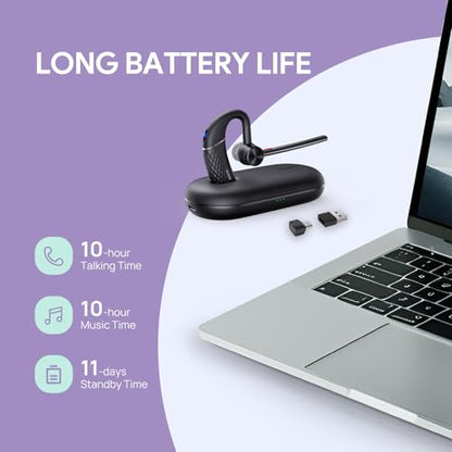 Bluetooth Headset BH71 Noise Cancelling Wireless Earpiece for Phone (Black / BH71 Pro USB-C to A)