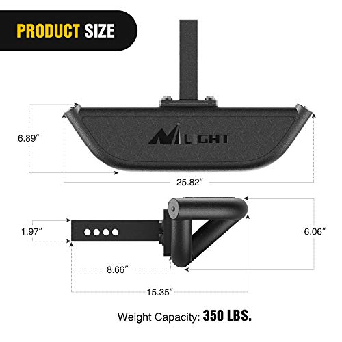 Hitch Step with 2" Hitch Receiver Rear Bumper Guard Protector Compatible with Car Truck Vehicles Upgraded Textured Black Hitch Step Bar with Hitch Lock & U (Heavy Duty Hitch Step)