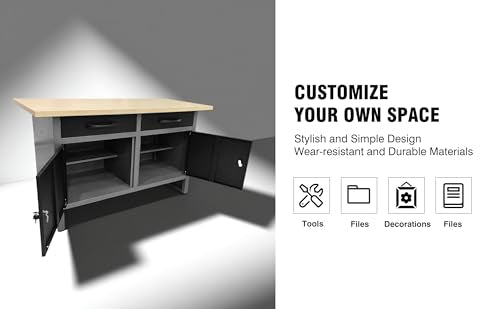 Garage Tool Storage Cabinet System with Workbench Desk Set